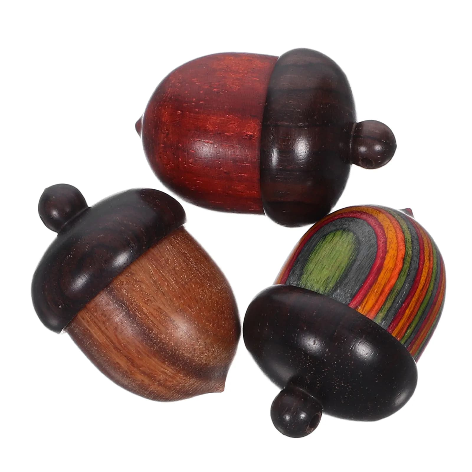 Set of 3 Organizers for Essential Oils, Ghianda Shaped Wood Box, Compact Wood Case for Travel, Home and Office