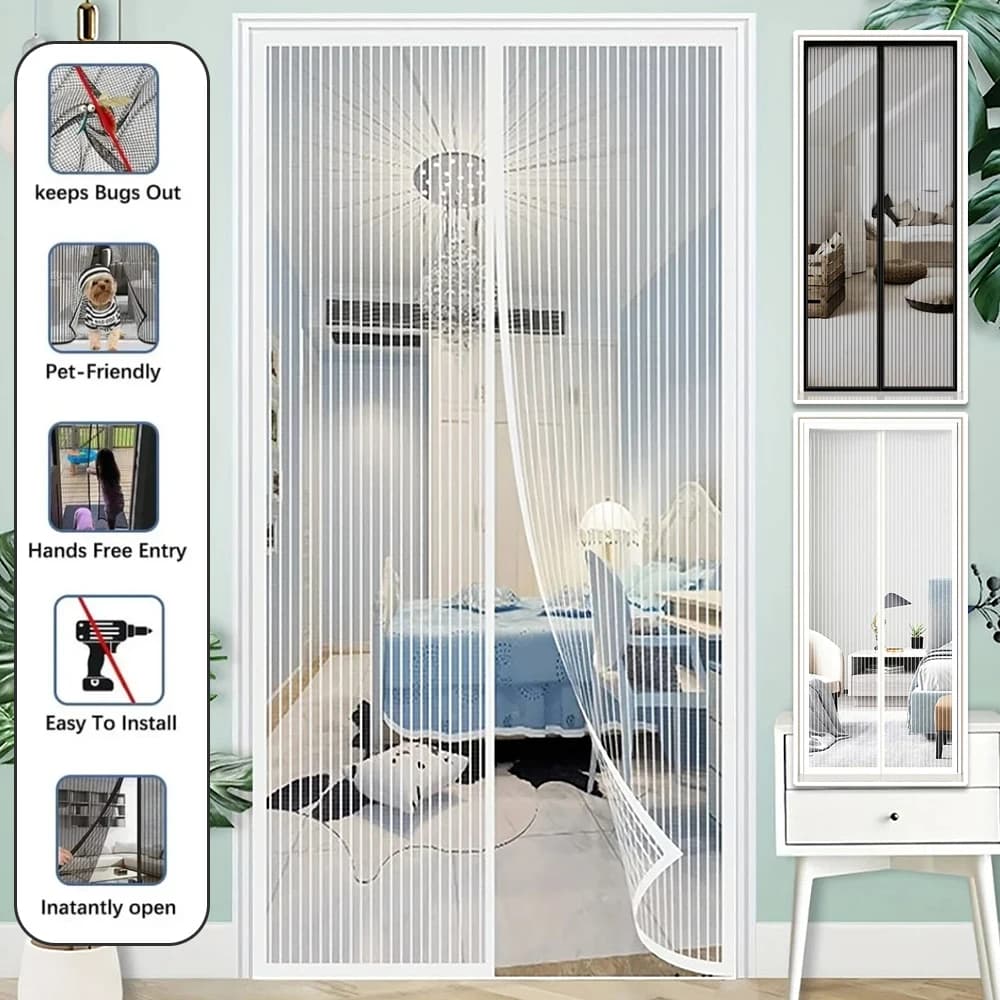 1PC Porta Magnetica Tenda Rete Porta Anti Zanzara Insetto Mosca Bug Tende Chiusura Automatica Porta per la Casa 90x210 cm 100x210 cm