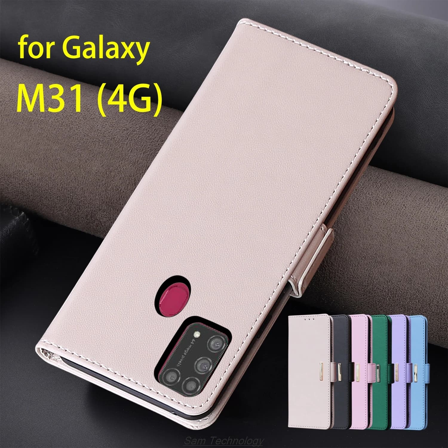 Custodia in pelle con fibbia magnetica per Samsung Galaxy M31 M315F 6.4 "Braccialetto RFID BLOCCO Flip Cover femminile Semplice Capa Fundas Coque