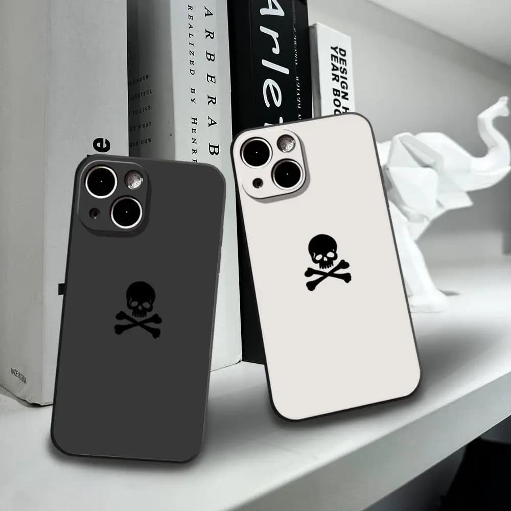 Custodia per telefono con teschio nero PER IPhone 15promax 14 11 12 Pro 15 16 Plus 13 Pro MAX XR XS Cover morbide nere