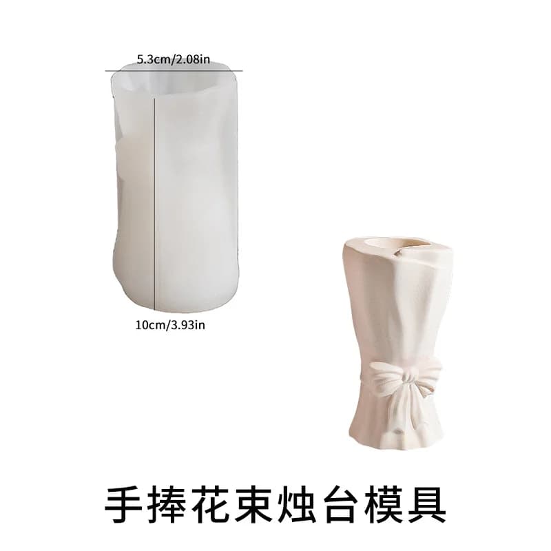 Stampo in Silicone per Vaso a Forma di Fiocco, Portacandele Fai-da-Te in Gesso e Resina, Ornamento per Decorazione Casa
