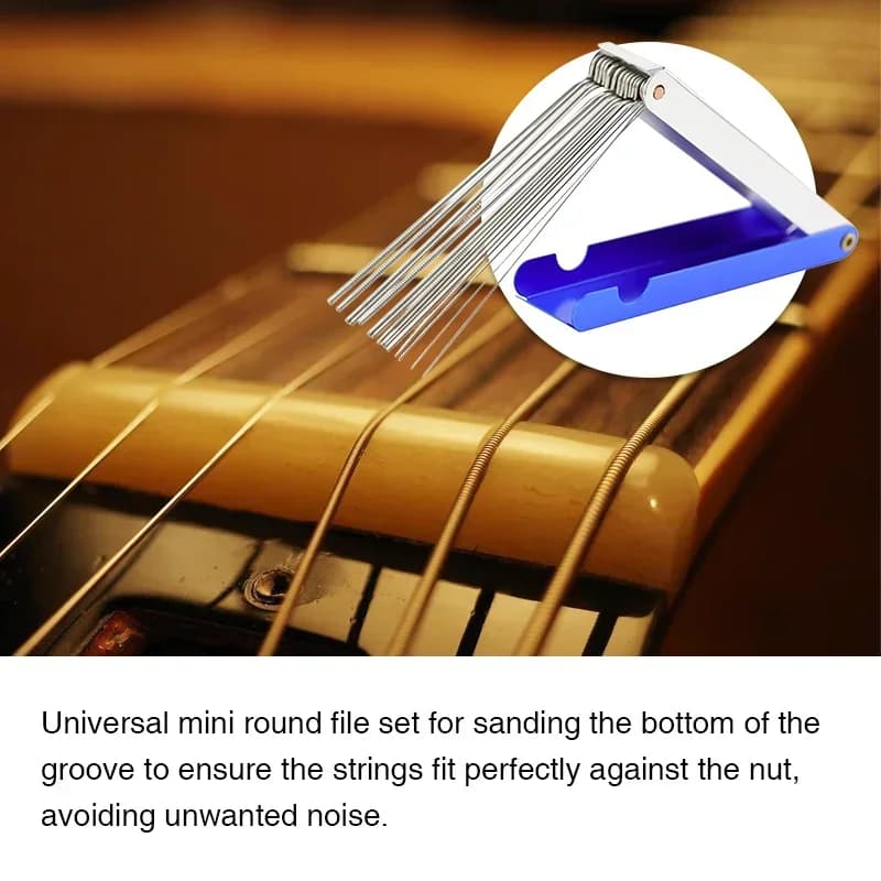 Set di lima per scanalatura del manico per ukulele e chitarra, kit di strumenti per la regolazione dell'azione delle corde e la riparazione