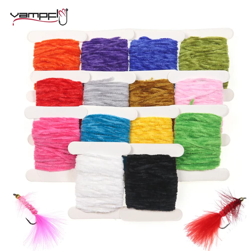 Vampfly 2mm/3mm/4mm Fly Tying Rayon Chenille Filato Per Vermi Woolly Bugger Streamer Mosche Corpo Che Fa Materiale