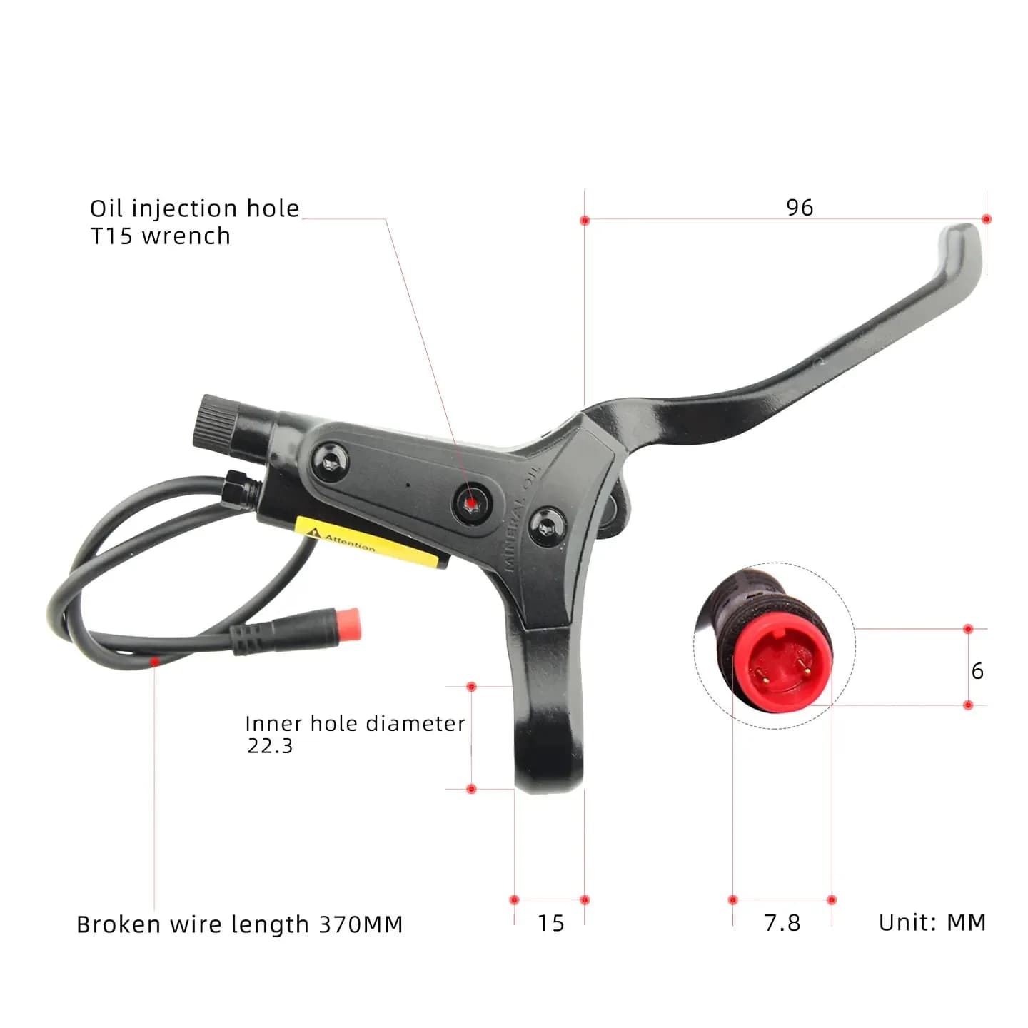 Kit freno a disco idraulico NFOX per mountain bike SM2A, pinza a quattro pistoncini, accessori per monopattino elettrico con manopola di spegnimento a 2/3 pin