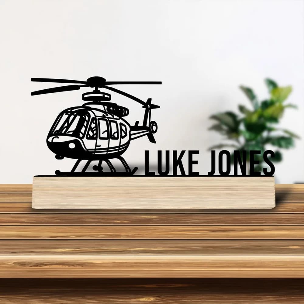 1pc Personalized Retro Iron Statue Decoration Custom Name Equipped with Wooden Base Perfect for Home or Office Decoration