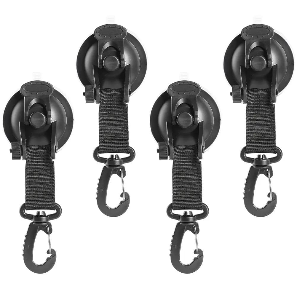 4 Pezzi Ganci a Ventosa Resistenti per Montaggio Tende su Finestrini Auto, Ganci a Vuoto Senza Foratura, Appendiabiti Portatili per Esterni