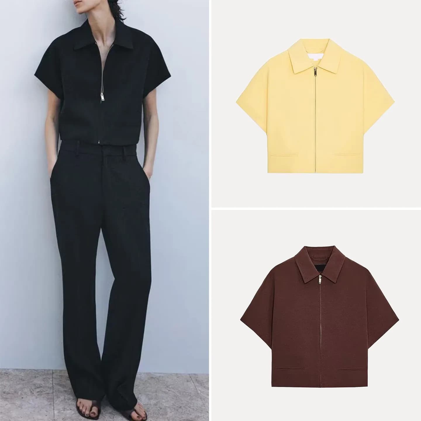 ZADATA Women's Short Zipper Neck Jacket Summer Casual Style Standard Fit Outerwear Short Sleeve Flip Collar Top 2026 New