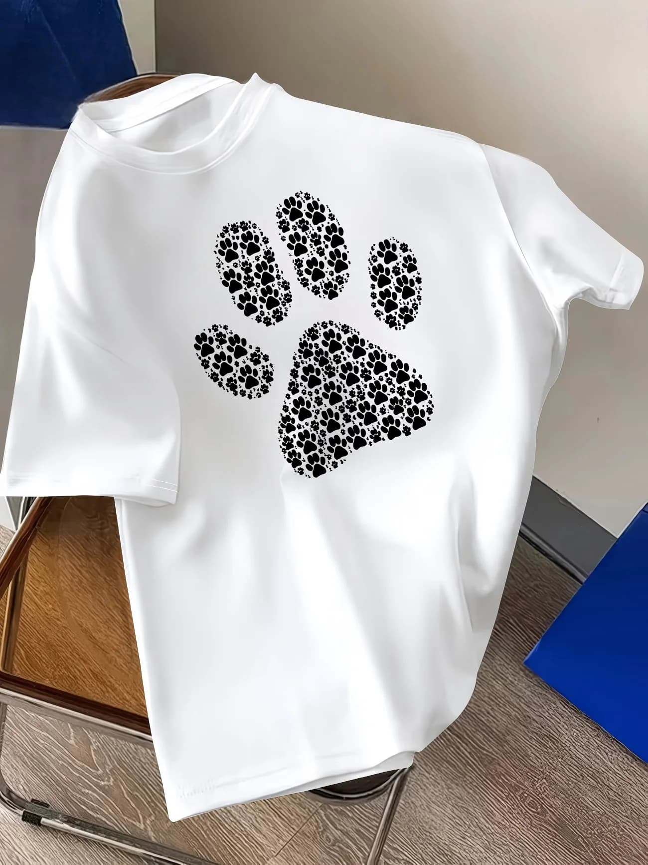 Funny Dog Paw T Shirt Cute Puppy Paw Graphic Tee Harajuku Streetwear Top Casual Loose Fit Unisex Summer Short Sleeve Tshirt