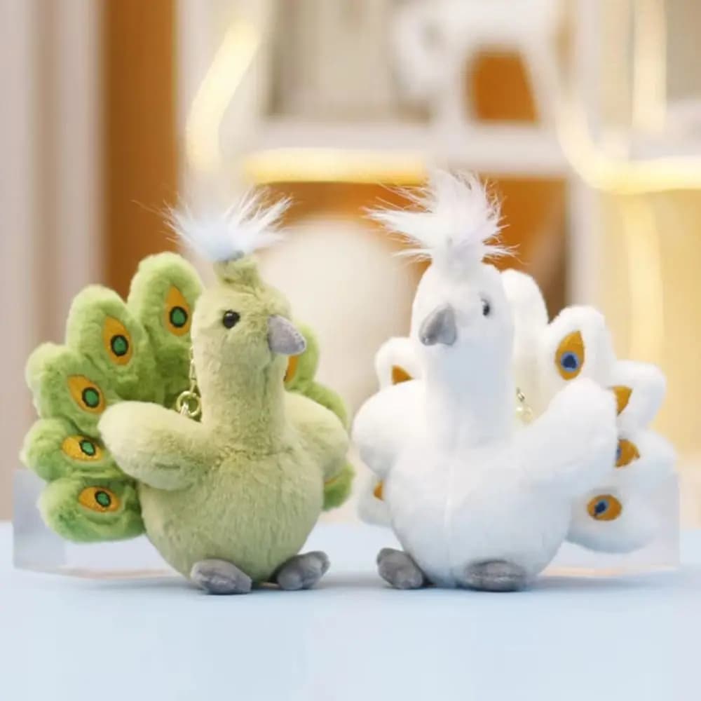Portachiavi pavone in cotone PP Portachiavi soffice e confortevole con pavone Collezione da appendere Ciondolo per borsa con animali di peluche Ragazzi e ragazze