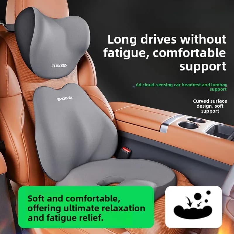 2 Cuscini in Memory Foam per Sedile Auto, Supporto Lombare, Morbido e Elastico, Adatto per Ufficio e Scrivania