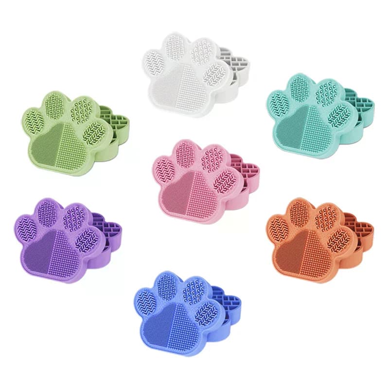 Box two in one for cleaning and storing makeup brushes, cat's zamp shape makeup brushes, silicone box for cleaning makeup brushes