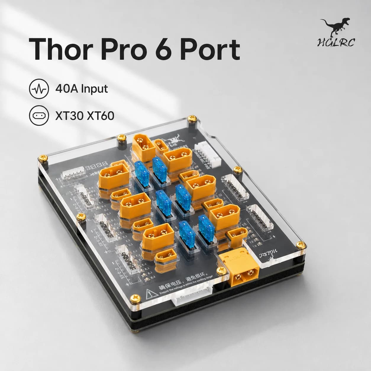 HGLRC Thor Pro LiPo Parallel Charging Board 6 Port 40A XT30 XT60 2S-6S Balance Charger Board With Discharger For FPV RC Drone