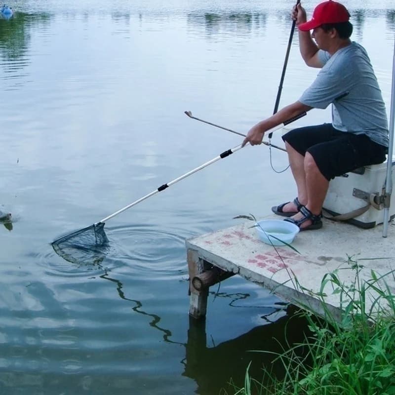 Nuova rete in lega di alluminio telescopica a tre sezioni rete triangolare testa zattera pesca pesca rete da pesca borsa telescopica pieghevole