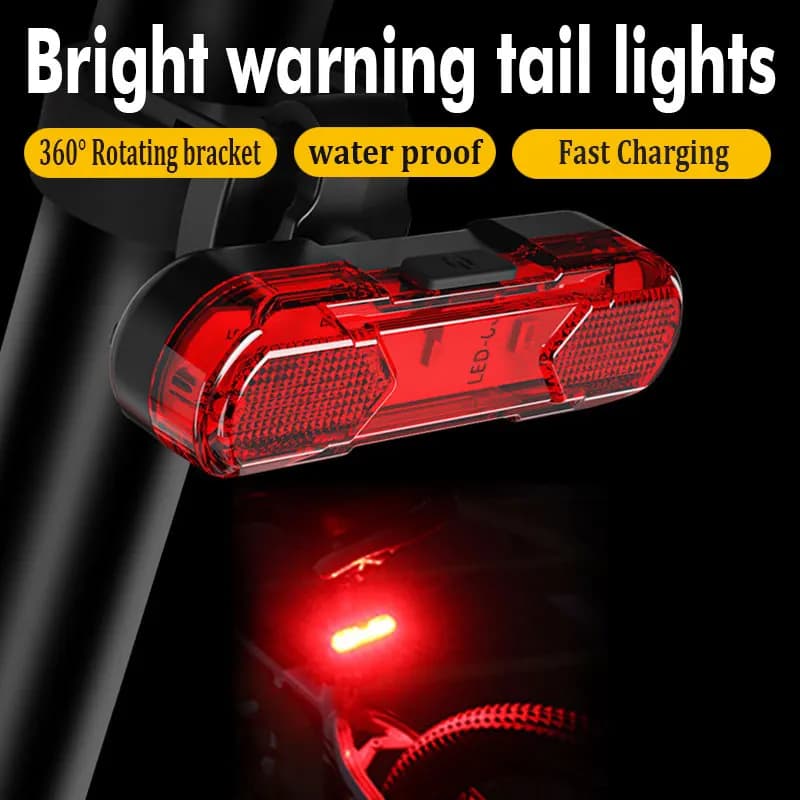 Luce per bicicletta Ricarica USB LED Avvertimento per bici Fanale posteriore Notte Ciclismo Luce posteriore Lampada per mountain bike impermeabile Accessori per biciclette