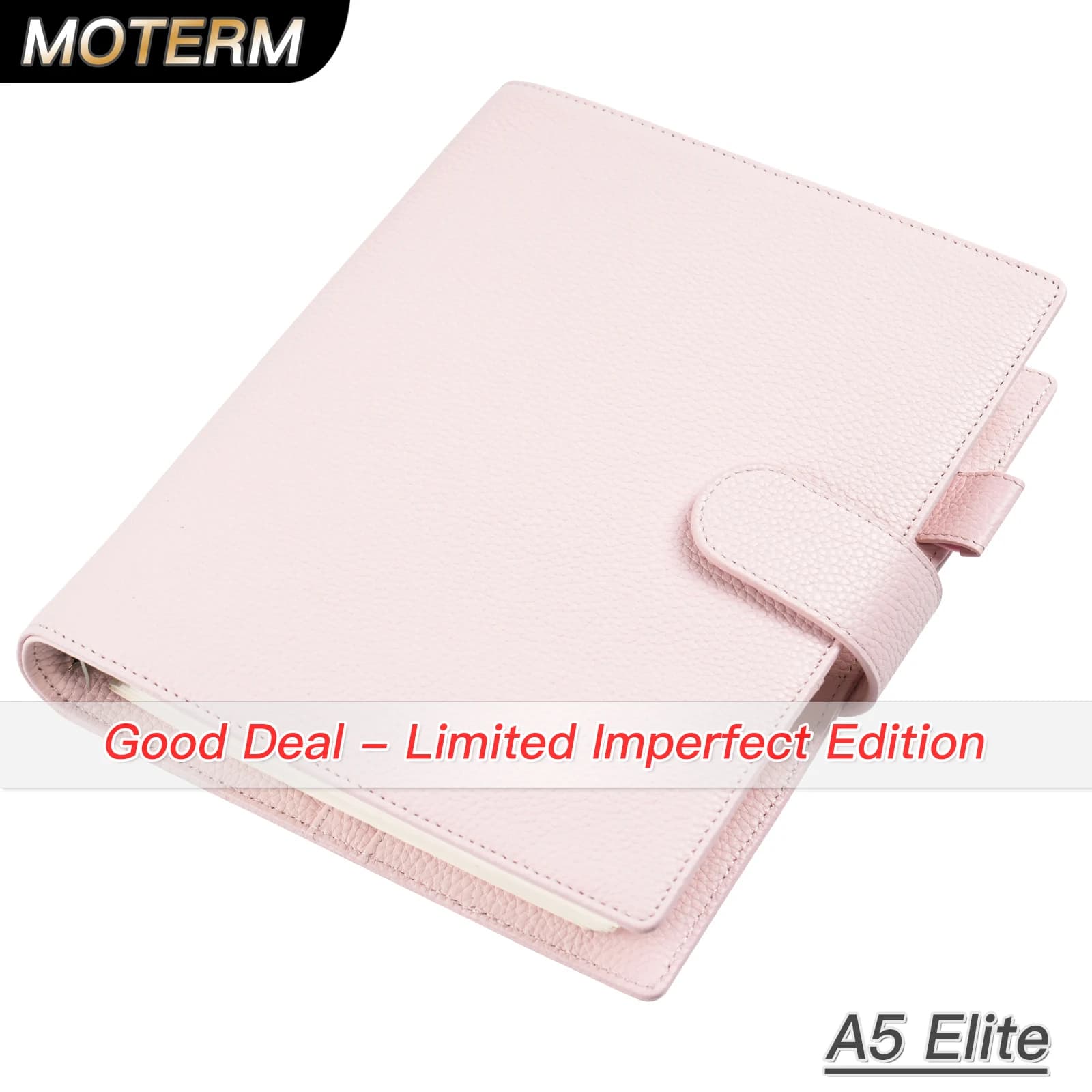 Limited Imperfect Moterm A5 Size Elite Rings Planner Cover with 25 mm Rings Pebbled Grain Leather Binder Notebook Diary