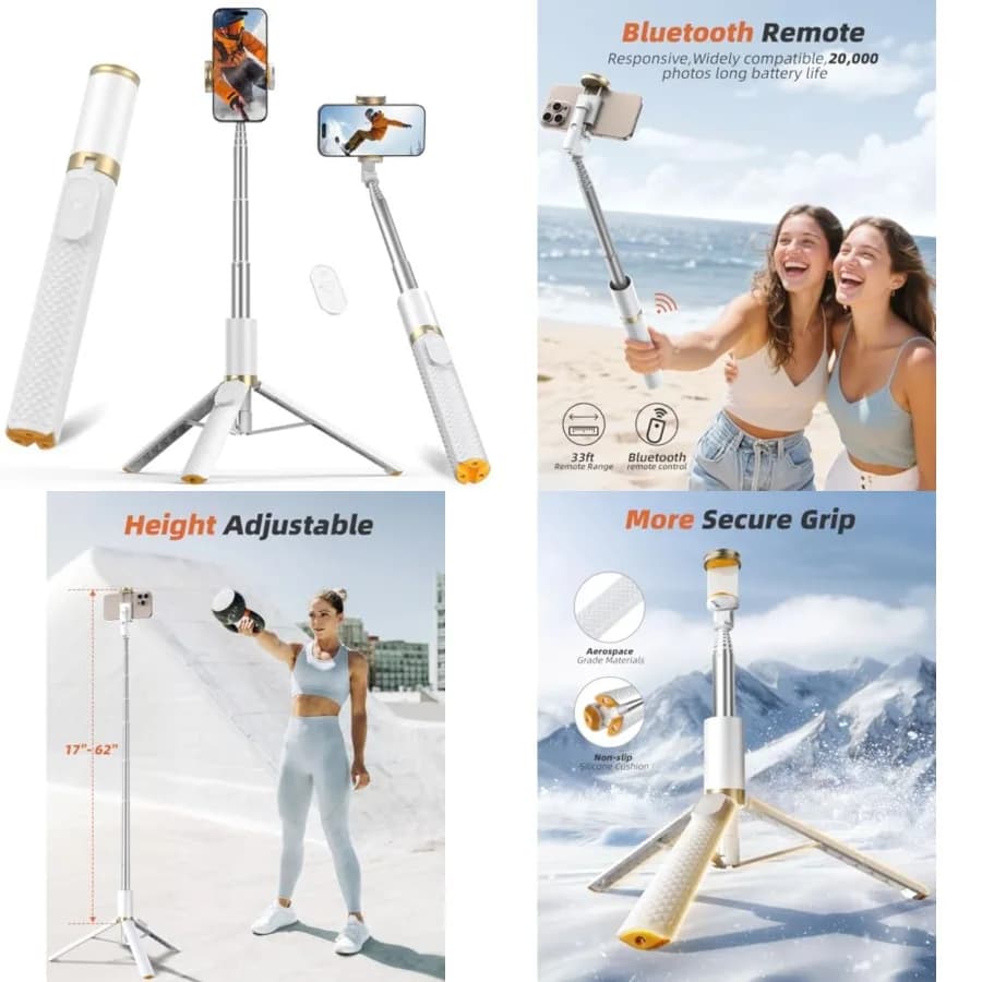 Treppiede per telefono con telecomando, portatile, leggero per la registrazione di video e vlog, supporto estensibile da viaggio compatibile