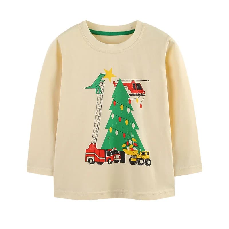 Dinosauri Alberi di Natale Ragazzi Camicette per bambini 2-7T Magliette a maniche lunghe per bambini per l'autunno Inverno Ragazzi Vestiti Magliette per bambini