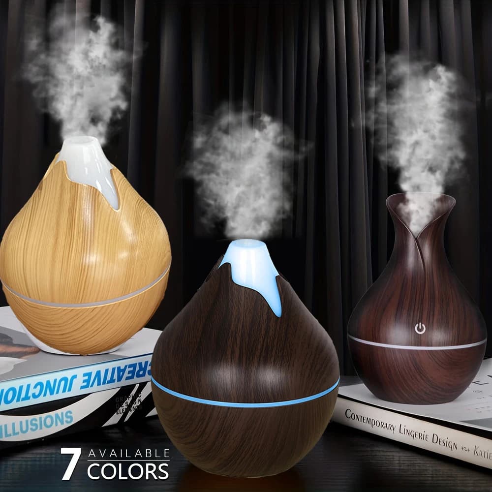 350ML USB aroma diffusore di olio legno umidificatore elettrico umidificatore ad ultrasuoni mini aromaterapia LED creatore di nebbia leggera per la casa