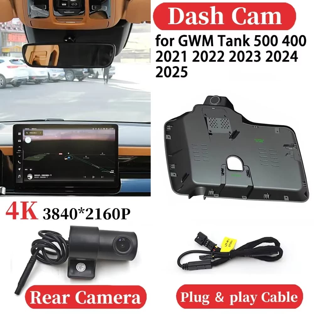 ZJCGO Auto 4K Videoregistratore DVR Dash Cam Cruscotto Macchina Fotografica di Visione Notturna Plug & play per GWM Tank 500 400 2021 2022 2023 2024 2025