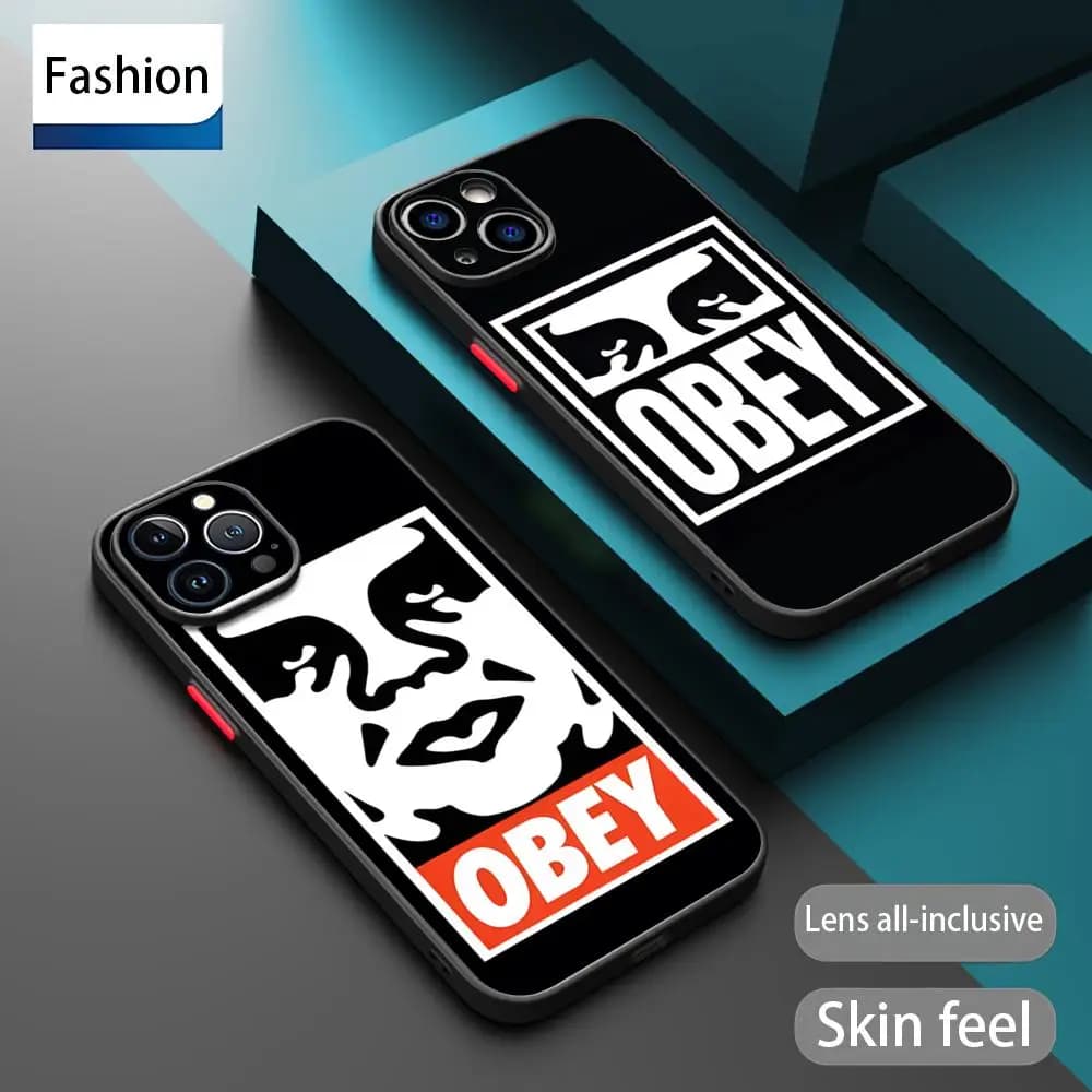 O-OBEYes Streets Brand Phone Case For iPhone 17 16 e 15 14 13 12 11 XS Plus Mini Pro Max Drop-proof Frosted Translucent