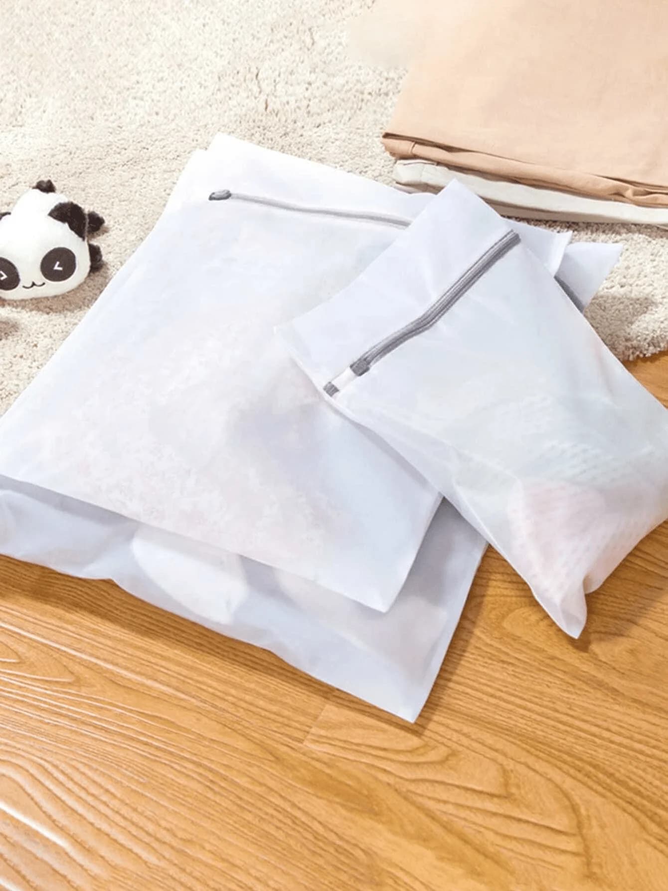 1/2/3pcs Zipper Laundry Mesh Bags, Honeycomb Laundry Bags, Suitable For Clothes, Shirts, Bras, Socks, Underwear, Travel Storage