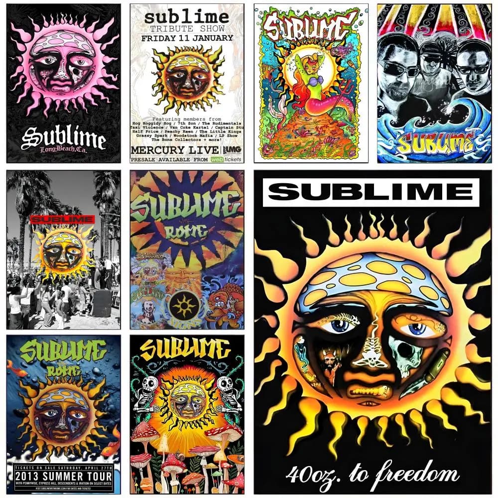 S-Sublime Classic Band Poster Adesivo da parete rimovibile Arte murale autoadesiva Home Office Soggiorno Sala da pranzo Decorazione da parete