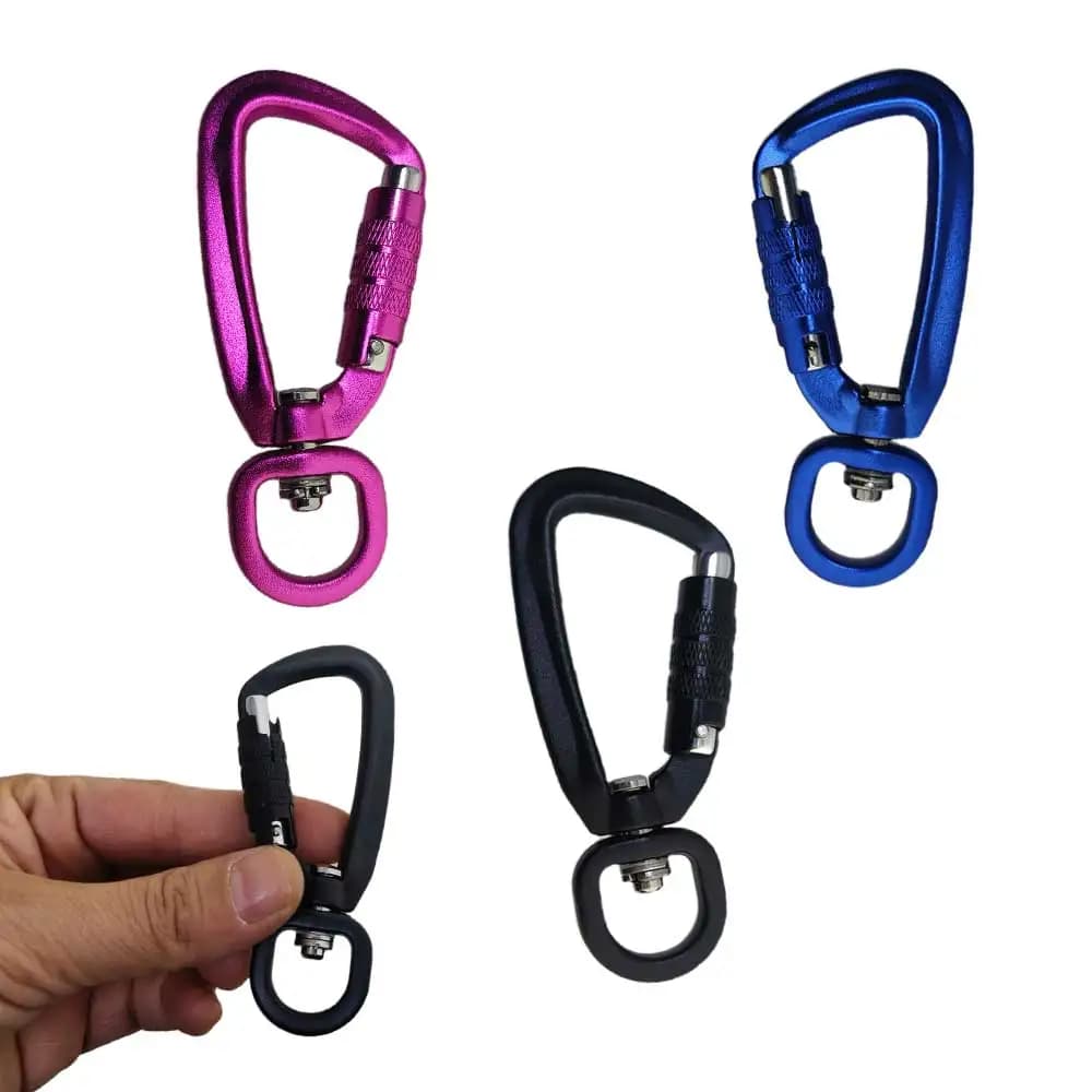 4KN Aviation Aluminum Auto Lock Carabiner Swivel Snap Hook Auto Lock for Outdoor Backpack Keychain Dog Leash Camping Fishing