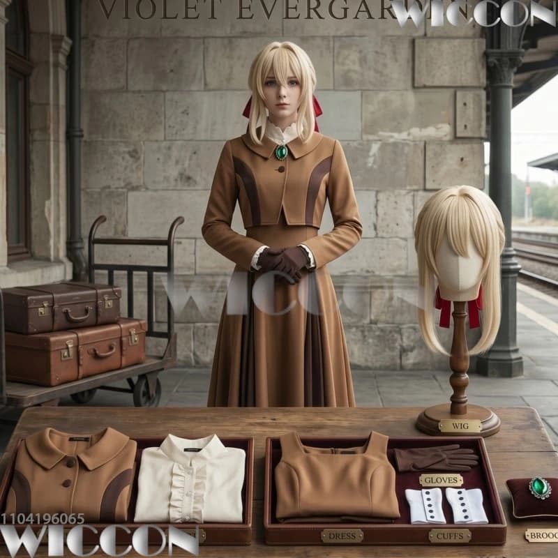 Costume Cosplay Violet Evergarden, Uniforme Scolastica, Abito con Gonna, Top, Calze, Cappotto Stile Horror, Lolita, per Natale e Carnevale