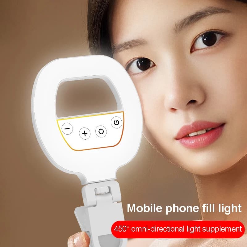 Rechargeable LED light, selfie ring light, video shooting light, cell phone clip light, LED light for photo, fill light.