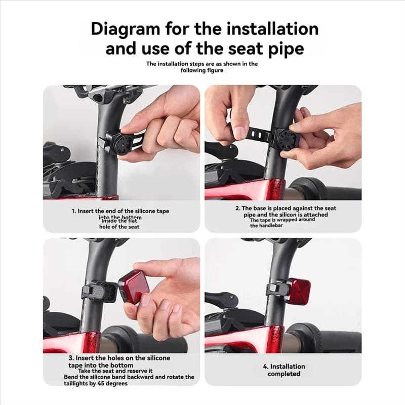 TURE Luce posteriore per bicicletta Fanale posteriore ricaricabile a sgancio rapido Luce lampeggiante Accessori per luci posteriori per bici