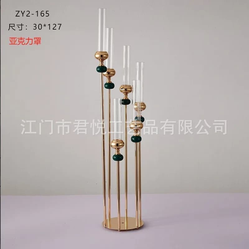 Candelabro a 8 bracci in ferro battuto dorato, supporto per fiori da tavolo per banchetti nuziali, ornamento decorativo