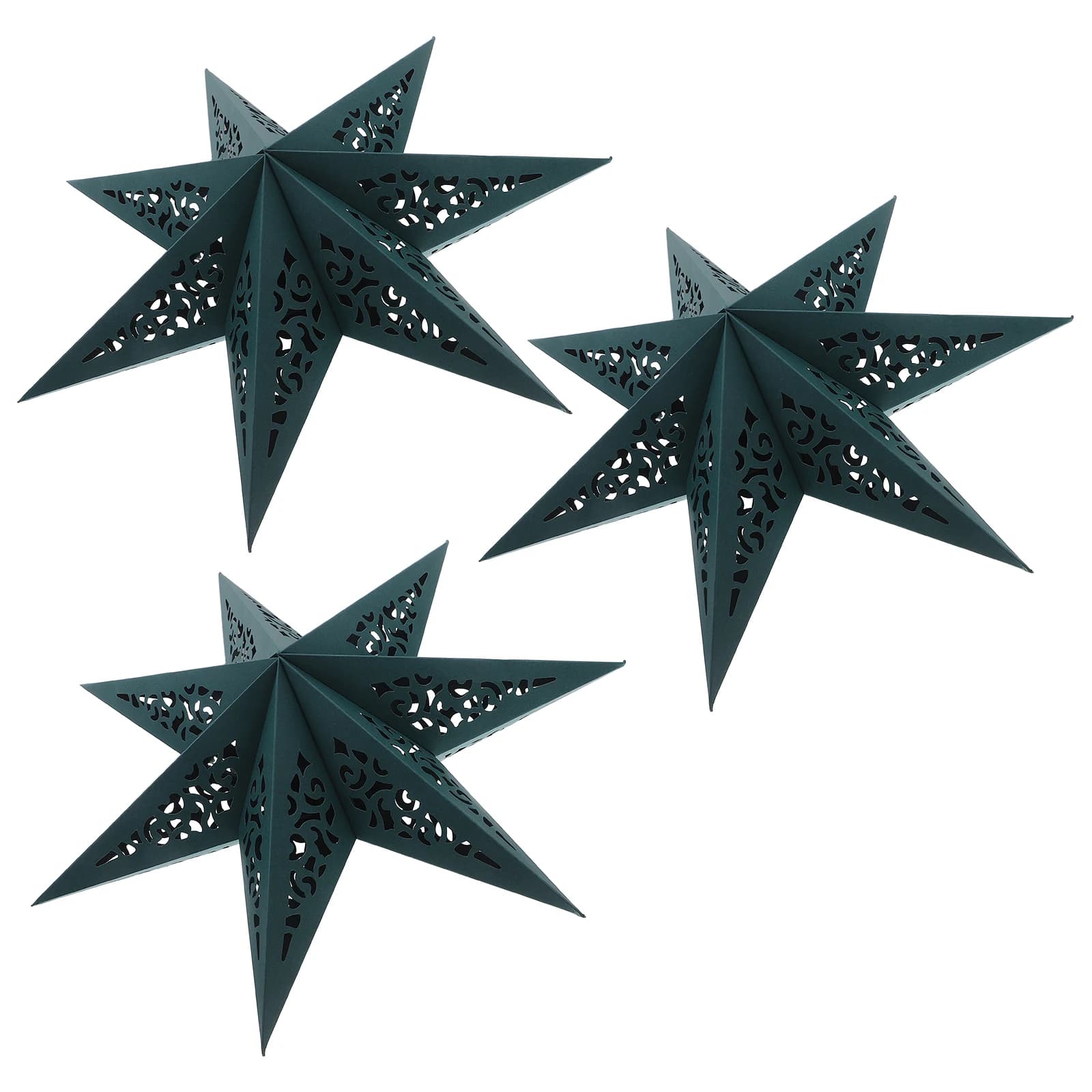 3pcs Christmas Star Paper Lanterns Foldable 3D Origami Lamp Shade For Holiday Wedding Party Decor Hanging Star Pendant Light