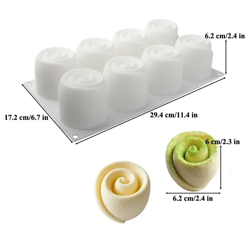 8 fori fiore rosa sapone fatto a mano stampo per candele stampo per torta in Silicone Bakeware teglia per Muffin stampo per Muffin cubo di ghiaccio rosa