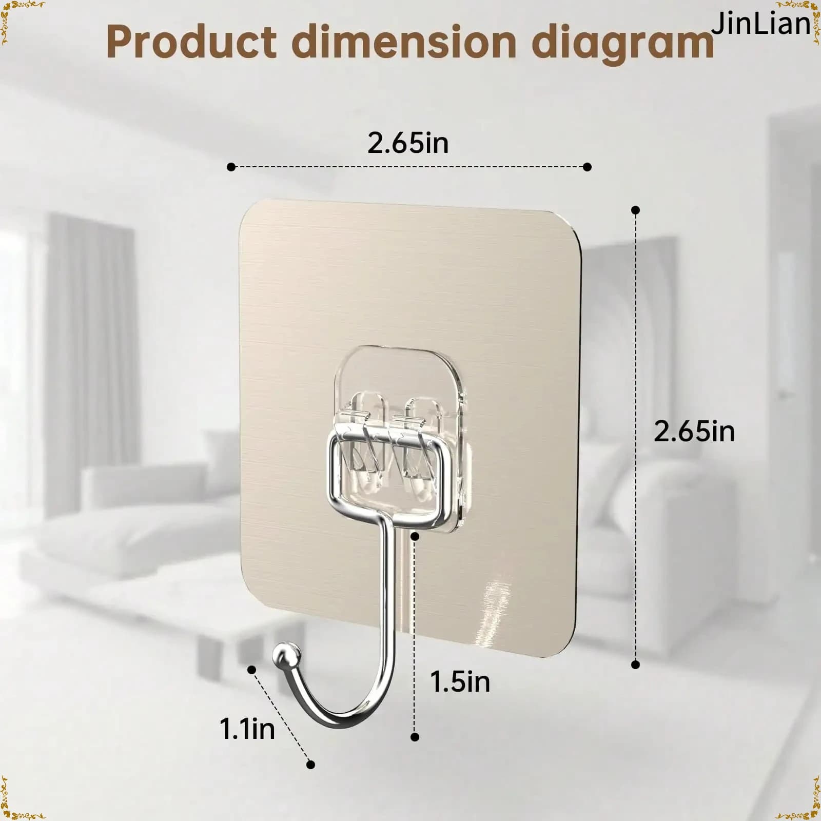 No‑Punch Self‑Adhesive Wall Hooks, Reusable Transparent Seamless Heavy‑Duty Waterproof Hanging Hooks for Kitchen Bathroom