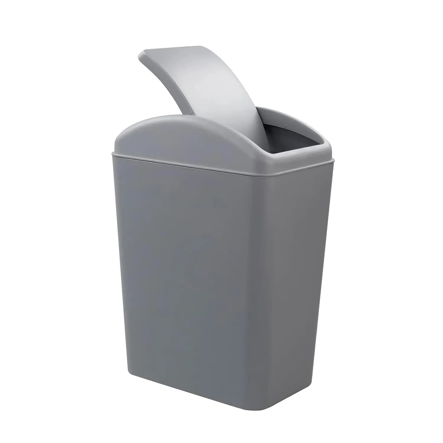 Cestino per Rifiuti in Plastica Grigia da 4,2 Galloni con Coperchio a Battente, Ideale per Cucina, Bagno, Ufficio