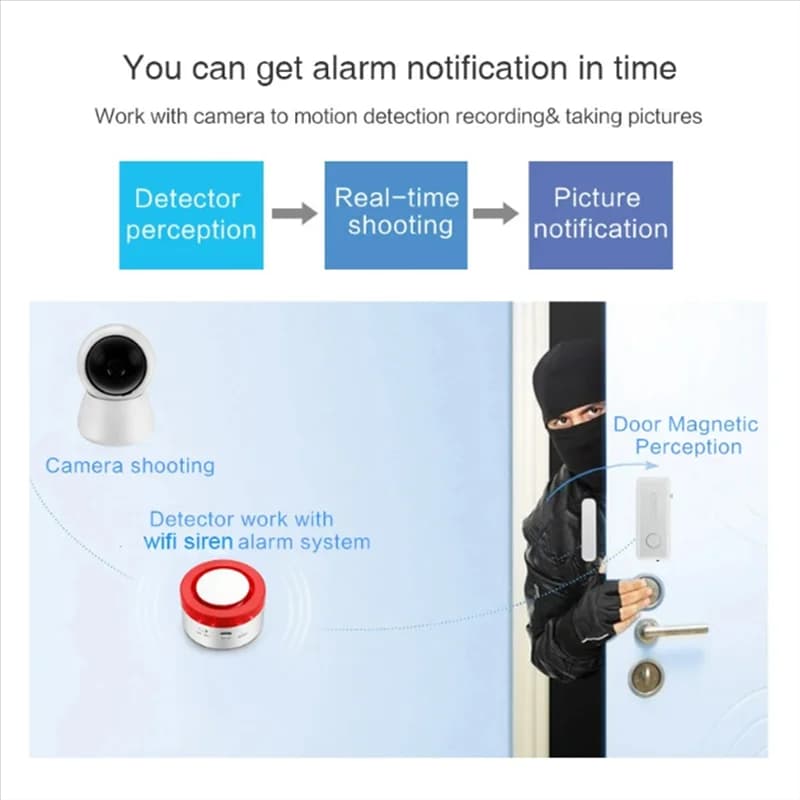 B27B Tuya Smart WIFI Sistema di allarme di sicurezza Kit allarme antifurto Sensore per porte e finestre di movimento per Google Home Alexa