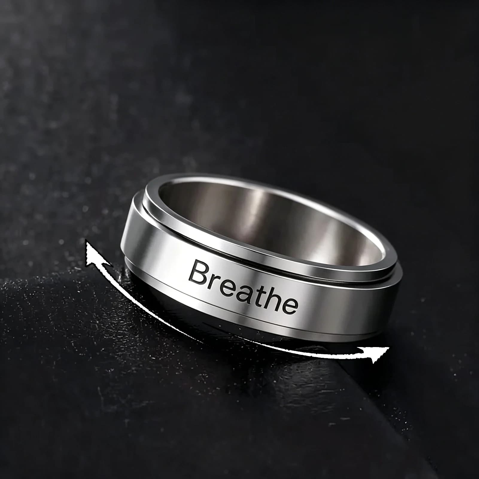 CoolTime Anelli Antistress e Antiansia Personalizzati per Uomo e Donna, Anelli Rotanti in Acciaio Inossidabile Color Argento, Gioielli Regalo