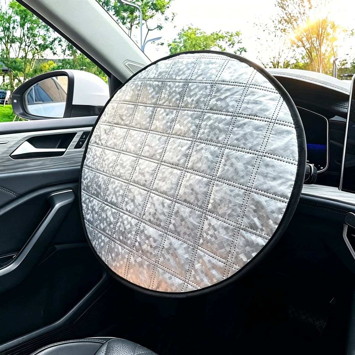 3 Colors Car Steering Wheel Sun Shade Cover, UV Protection Heat Insulation Anti-Hot Summer Sun Block Universal Auto Accessory