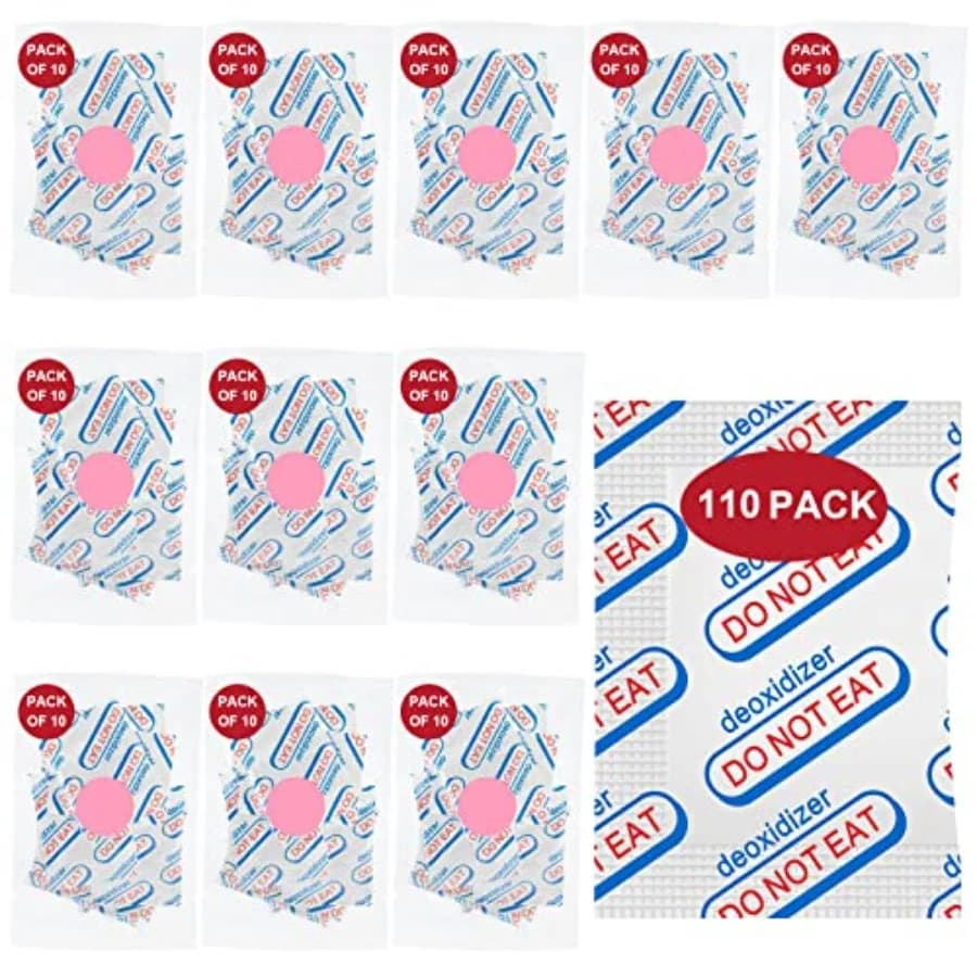 110 Packs 100CC Food Grade Oxygen Absorbers 10 Packs in Individual Vacuum Bag, 11x Packs of 10,Oxygen Absorbers for Food Storag