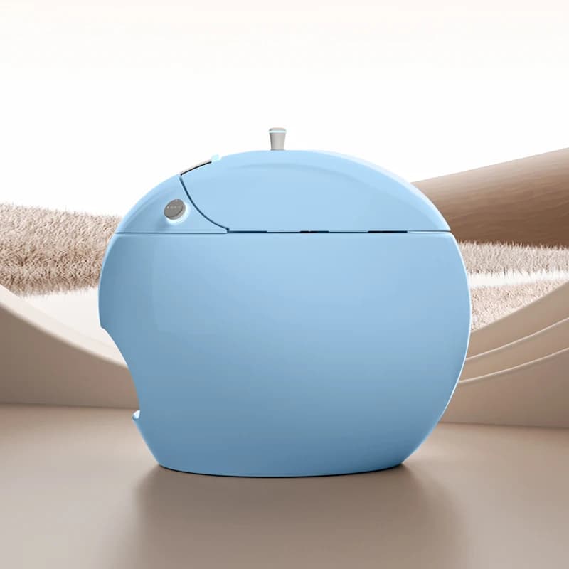 High-Tech Round Egg-Shaped Smart Toilet With Automatic Seat Heating Colorful & Voice Control Advanced Function Remote Control