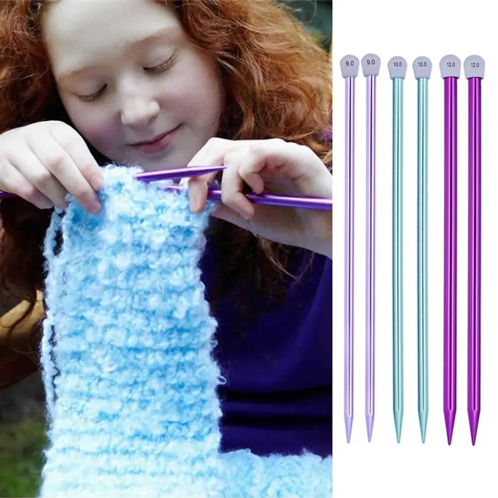 2.0-12mm New Scarf Single Pointed Knitting Needles Aluminum Weaving Tool Straight Pins