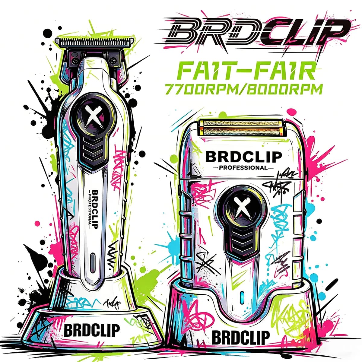 BRDCLIP 1TR Professional Hair Trimmer Haircut Tool 1200mah Electric Shaving Knife 7700RPM 8000RPM Set for Men's Household Barber