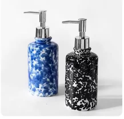 Dispenser Creativo in Ceramica con Effetto Inchiostro Spruzzato per Sapone Liquido, Gel Doccia e Shampoo