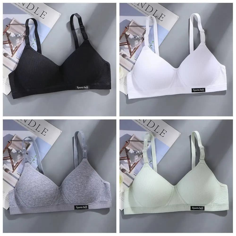 New Breathable Thin Bra Solid Color Seamless Cotton Bra Comfortable to Wear Without Steel Ring Push Up Underwear