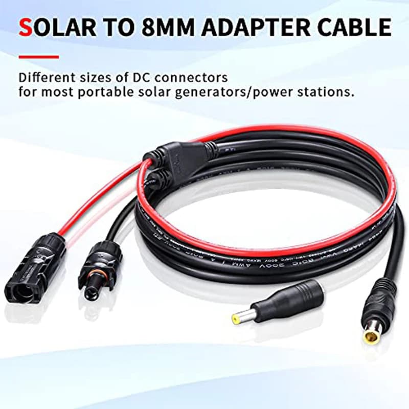 Connettore per pannello solare in rame puro 16AWG a DC 8mm con cavo adattatore DC 5525 Cavo per cablaggio batteria per pannello fotovoltaico Cavo di prolunga solare