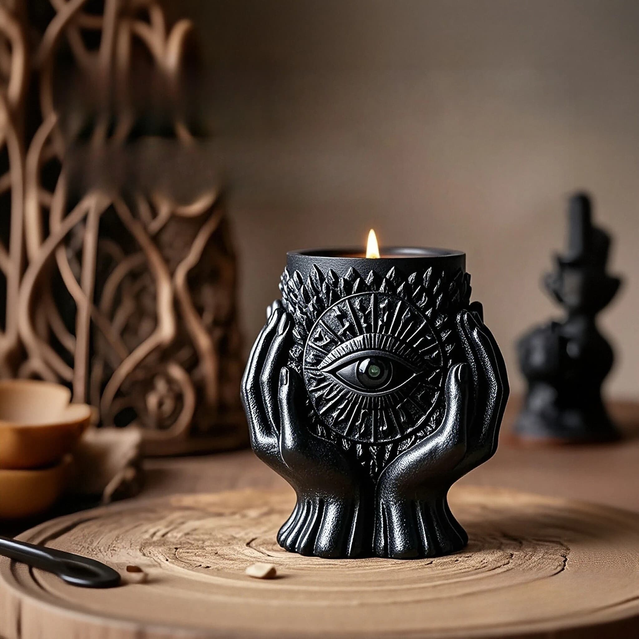 Stampo in silicone per tazza di candela Guardian Eye Stampi per vasi di fiori fai-da-te per vaso di cemento in gesso Pianta grassa Vaso di fiori Stampo in resina Decor