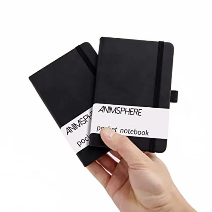2Pack Pocket Notebook Small Notebook Journal Notebook 4 inches x 5.7 inches 200 Pages Leather Cover With Pen Holder Page Marker