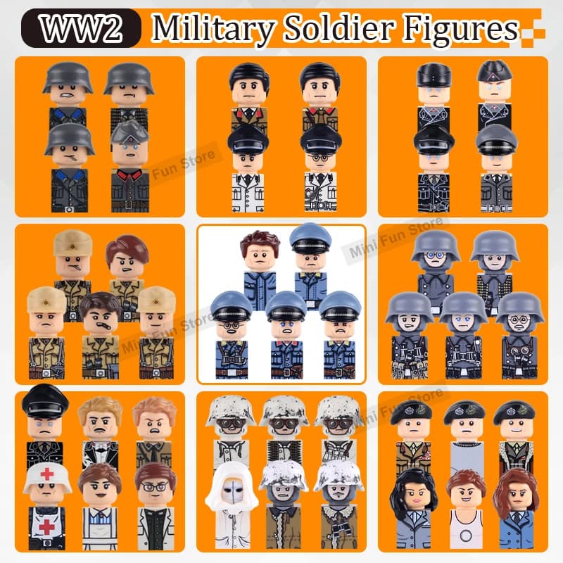 WW2 Militare UV Stampato Ufficiale Building Blocks Air Force Infantry Leader Soldati Medici Bandiera del Maresciallo Britannico Pistole Giocattoli Dei Mattoni