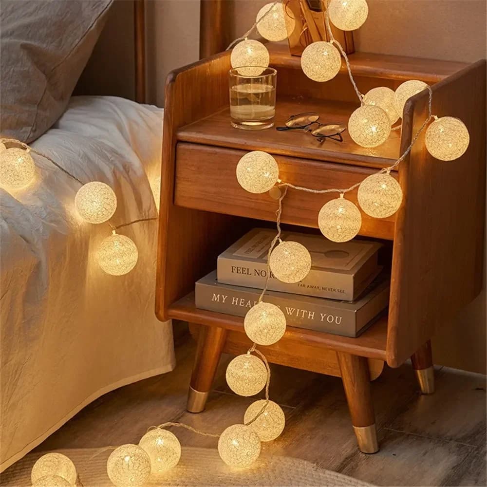 Ghirlanda di cotone di Halloween Palline di luci Stringa di Natale Appeso all'aperto Festa Baby Kids Room Letto Lucine Decorazioni di nozze