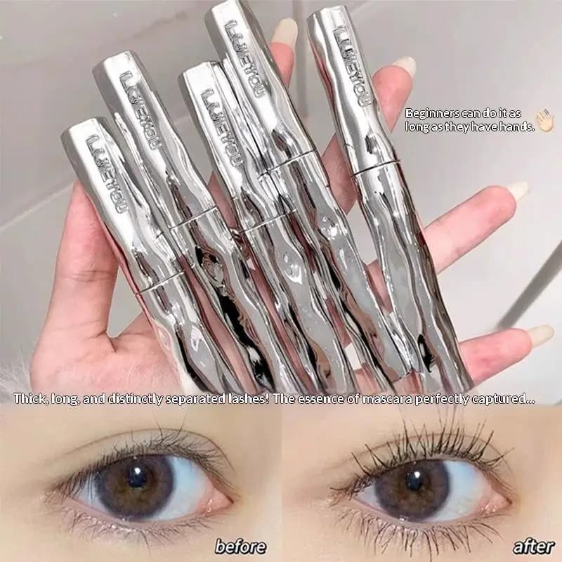 1 piece silver tube mascara - Incurved natural eyelashes, elongating, waterproof, sweat resistant, without drooling, long lasting